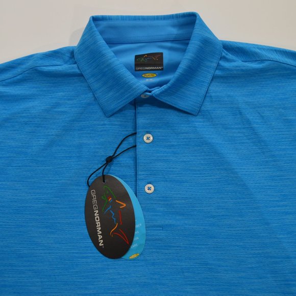 Greg Norman Play Dry® Heather Solid Polo Color Atlantic Blue Heather Size M(New) - Picture 3 of 8